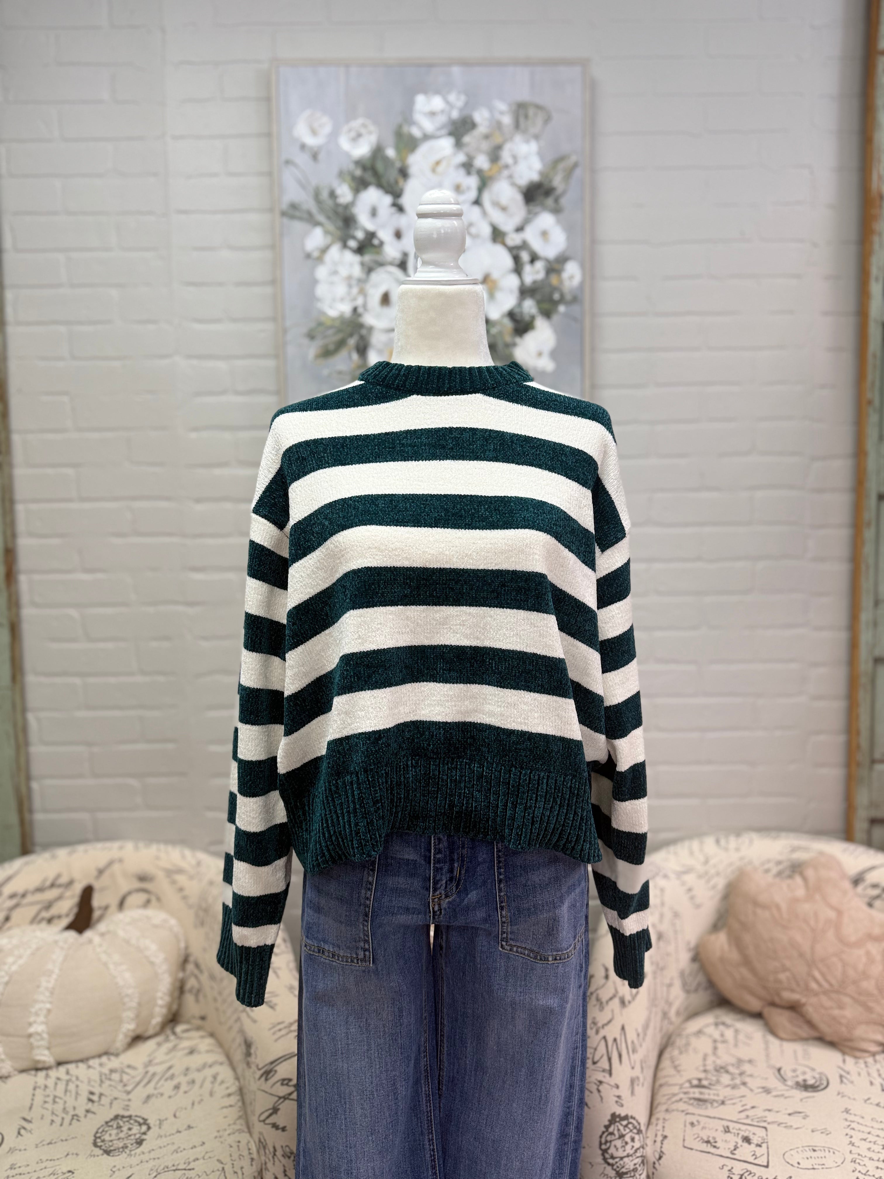 Green Striped Sweater