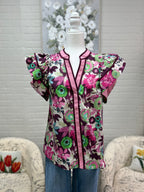 Plum Flutter Sleeve Top