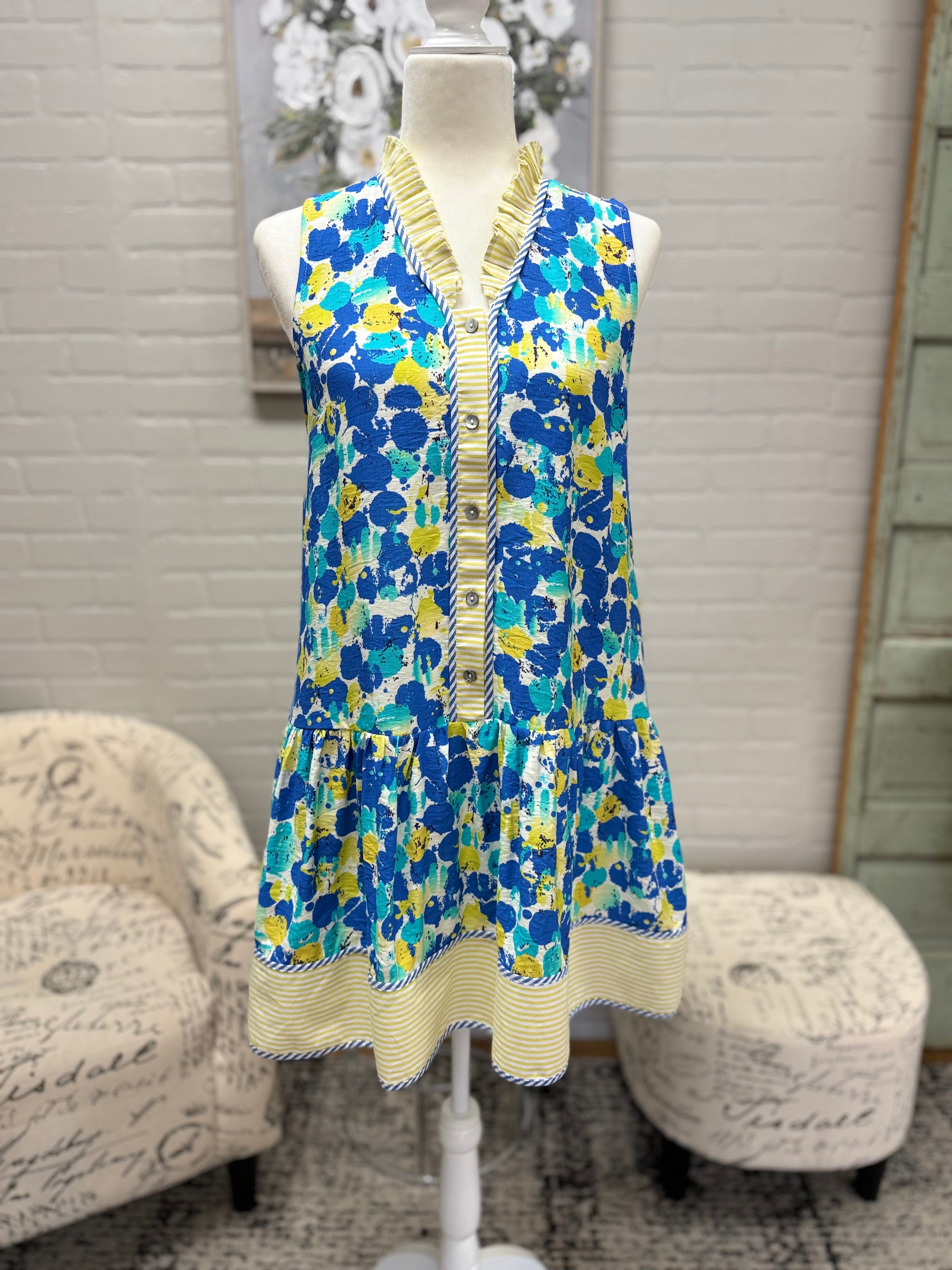 Blue & Yellow Floral Dress