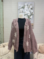 Mocha Crochet Zip-Up Hoodie