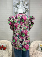 Plum Flutter Sleeve Top