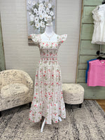 Cream Floral Midi Dress