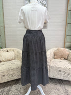 Black Plaid Midi Skirt