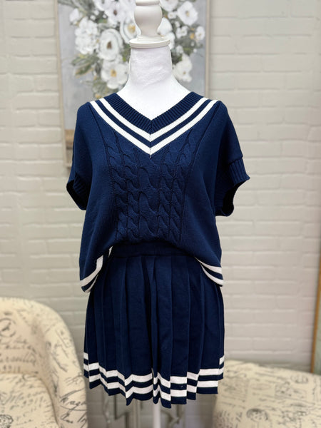 Navy Sleeveless Sweater Top