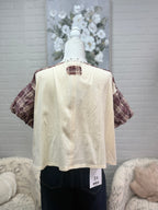 Berry Plaid Puff Sleeve Top