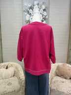 Pink Multi-Stitch Top