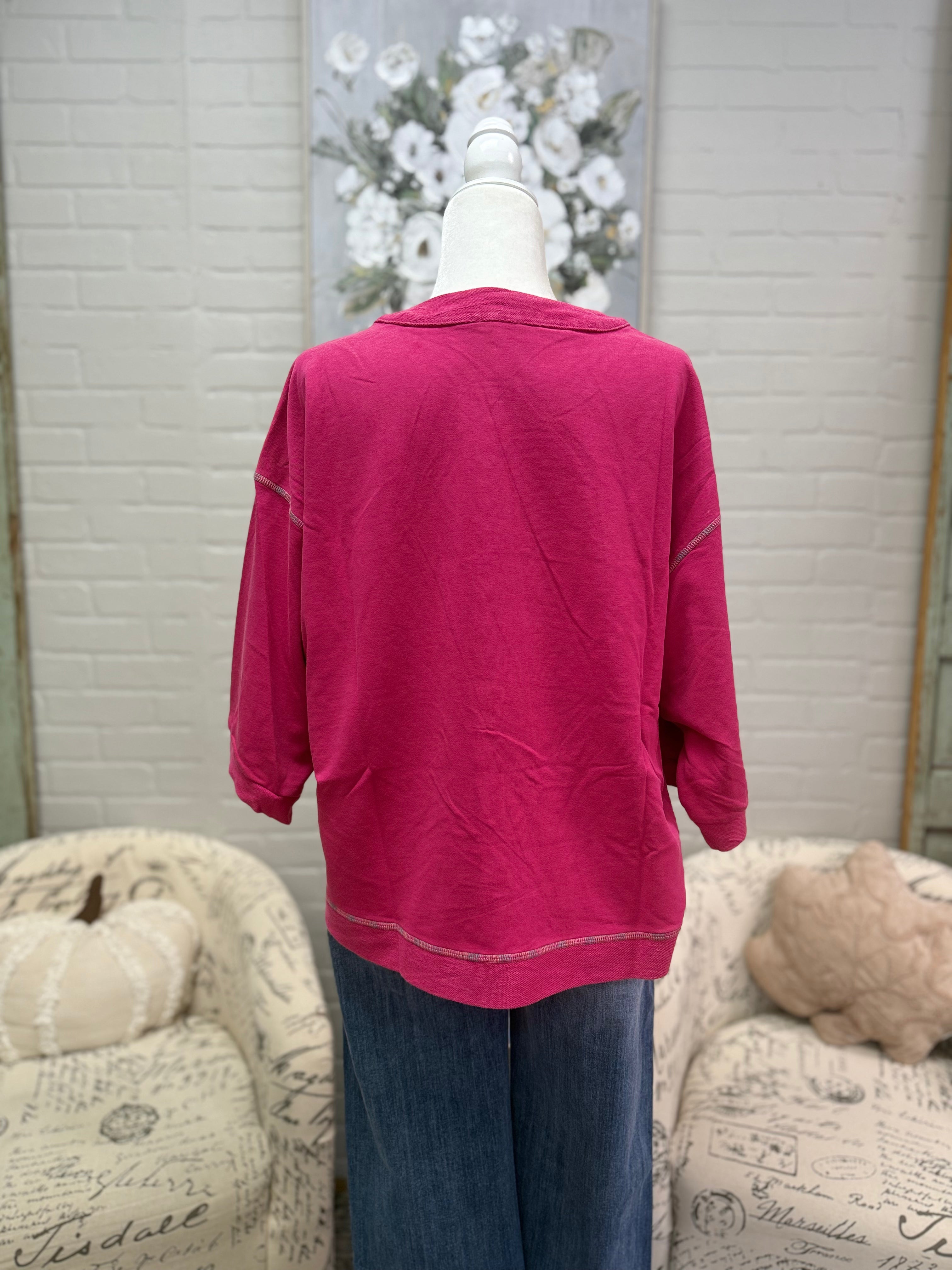 Pink Multi-Stitch Top