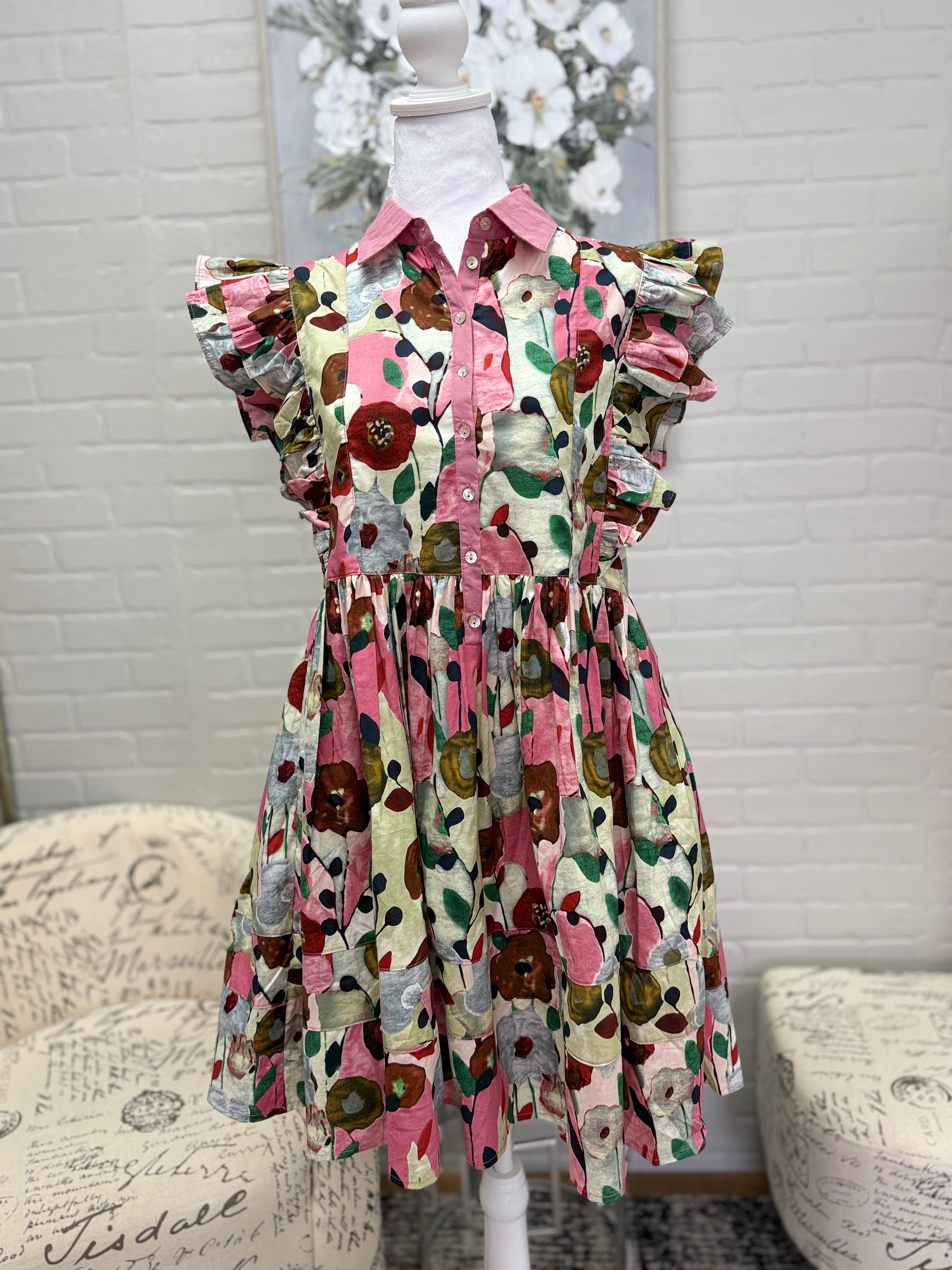 Floral Flutter Sleeve Dress