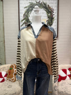 Denim Checker & Waffle Top