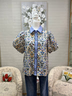 Blue Floral Button Down