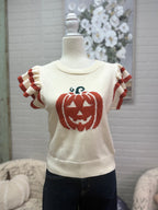 Ruffle Sleeve Pumkin Sweater