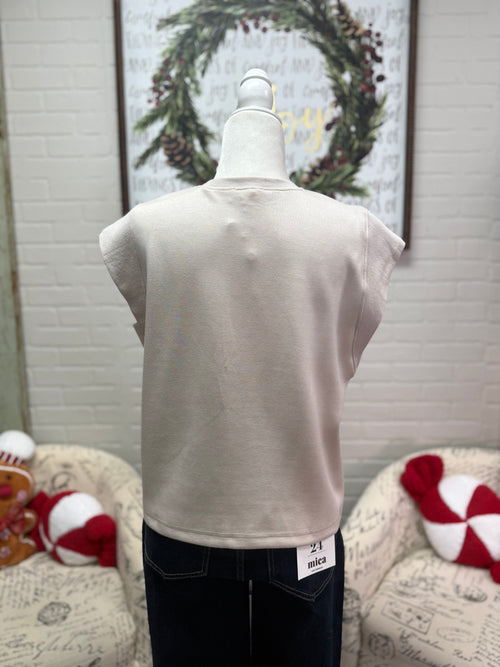 Almond Cap Sleeve Top