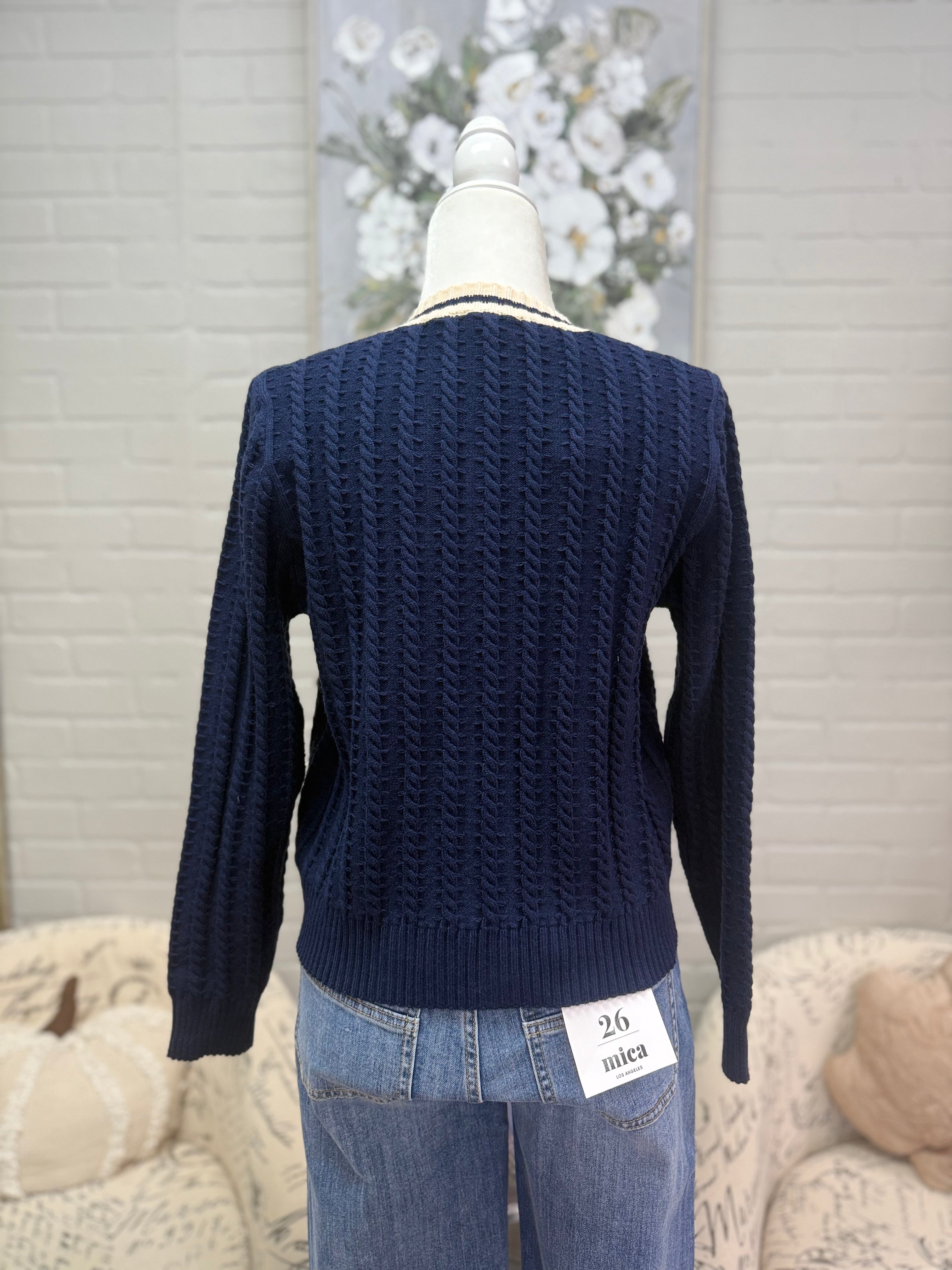 Navy Ribbed Cardigan