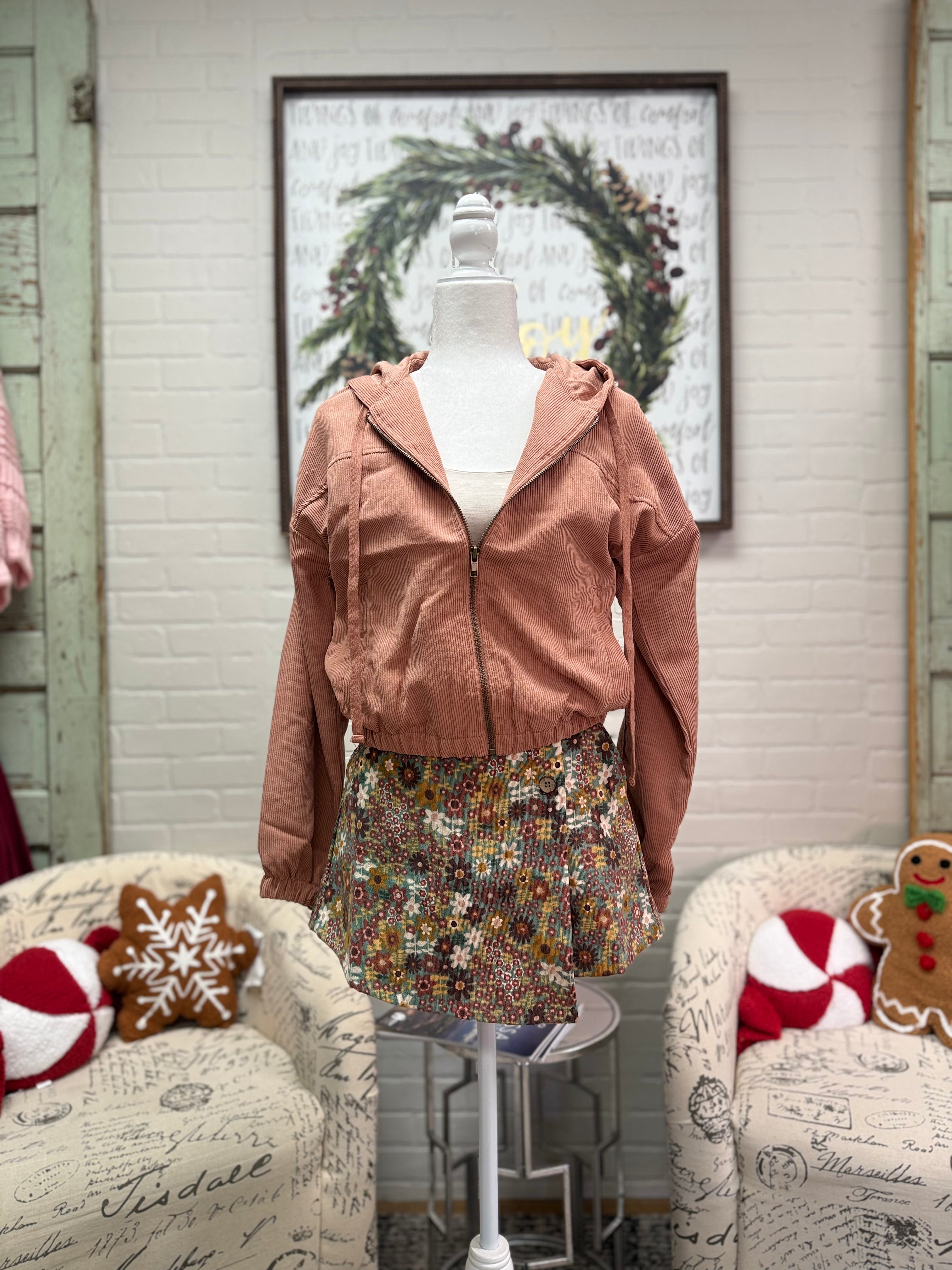 Floral Corduroy Skort