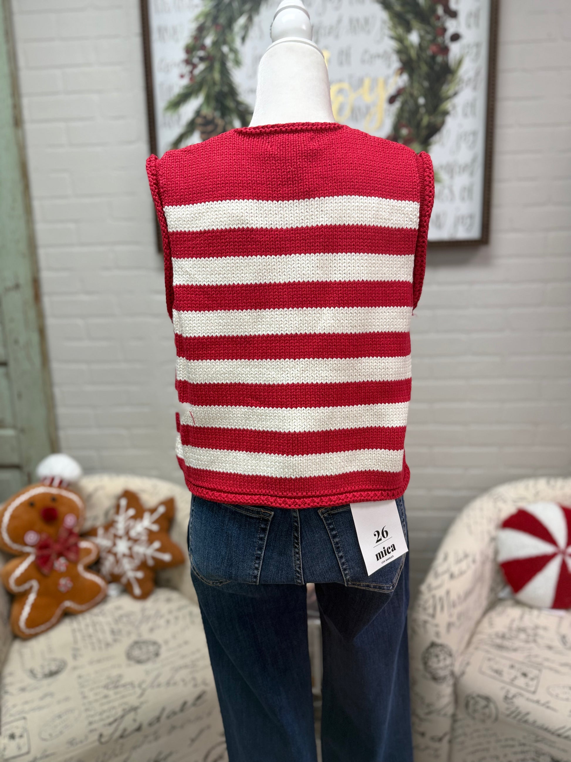 Red Stripe Sweater Vest