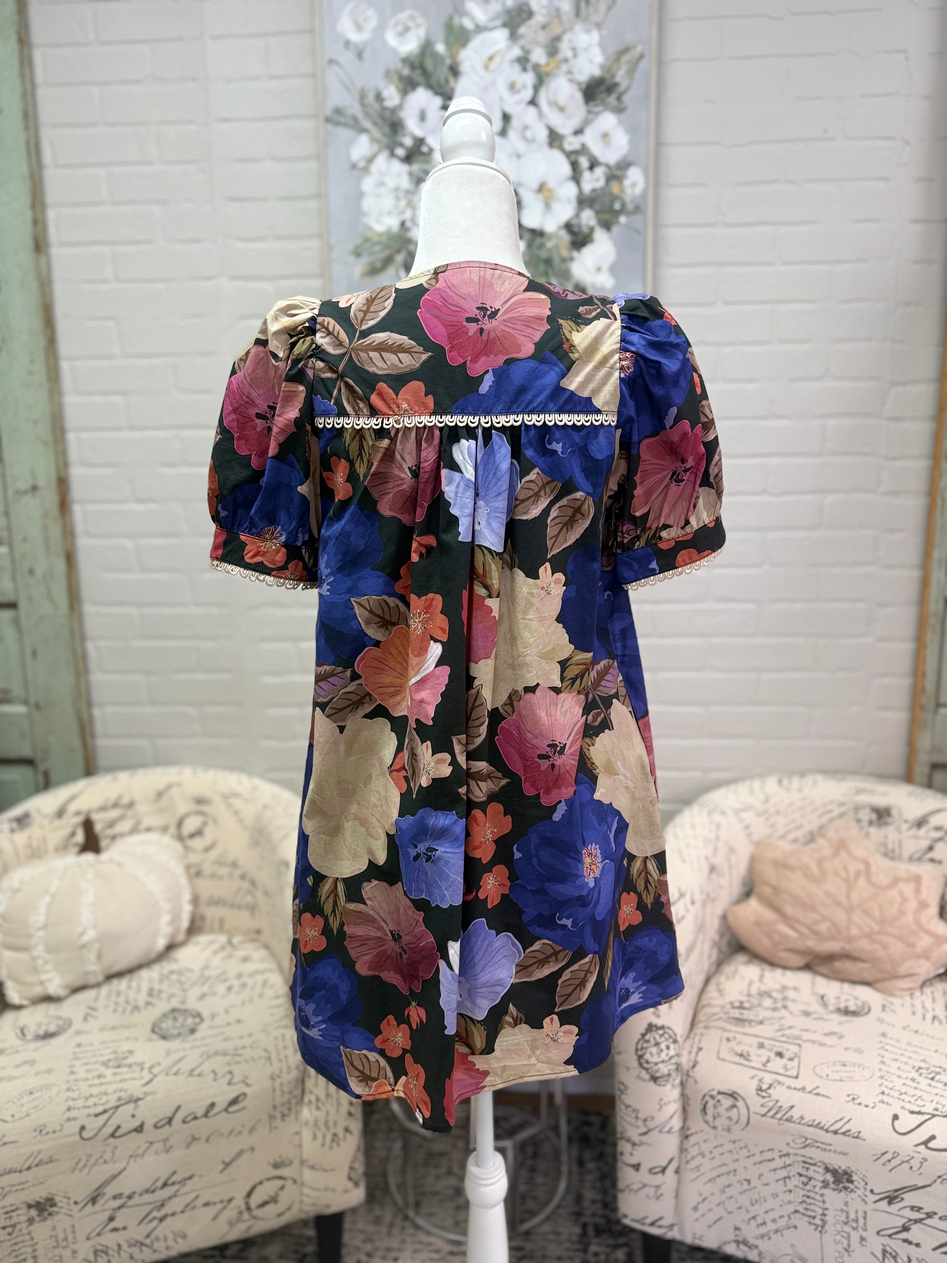 Black Fall Floral Dress