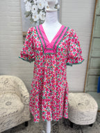 Pink Flower Mini Dress