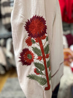 Ecru Top w/ Embroidered Sleeves