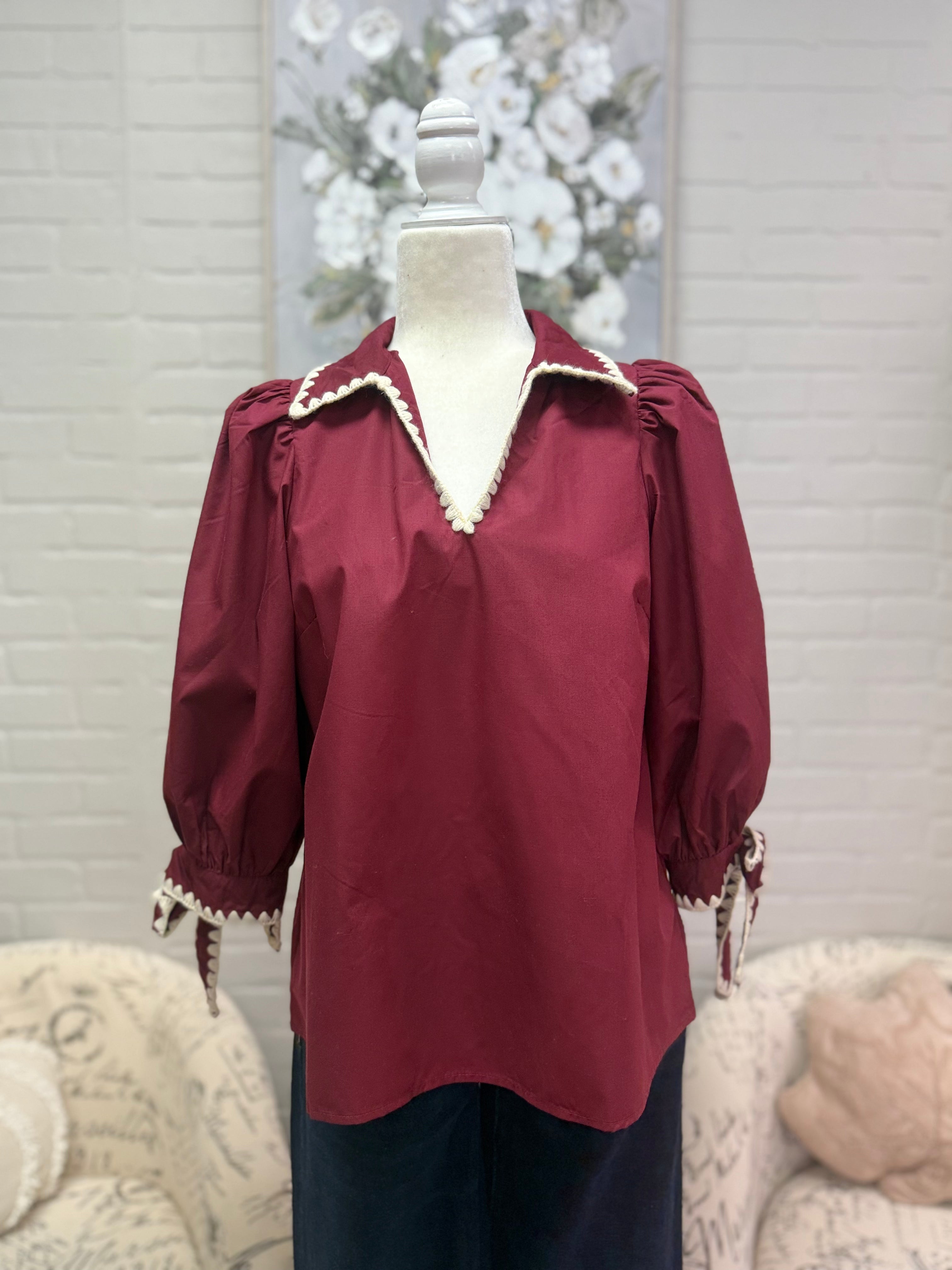Garnet Tie Sleeve Top