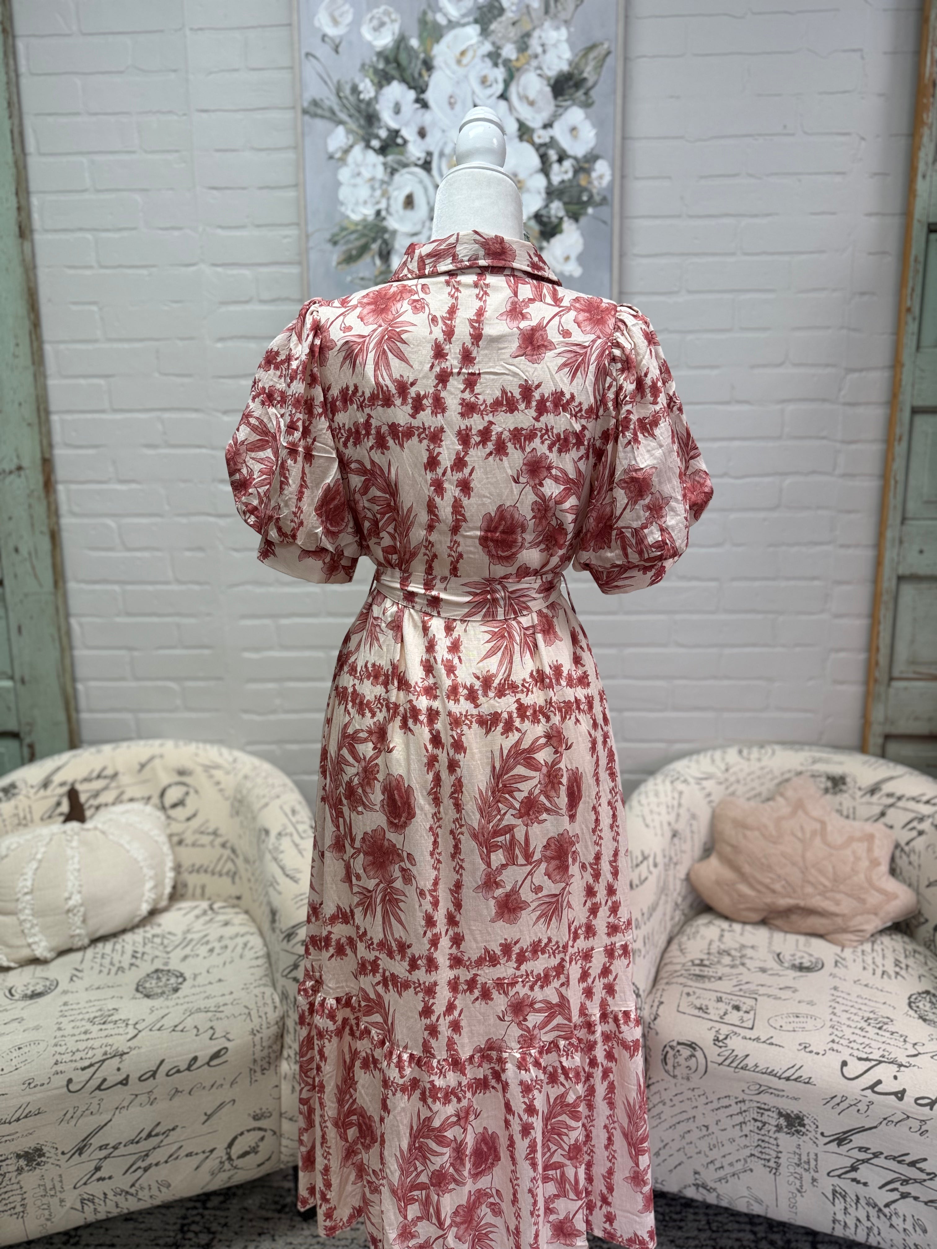 Blush Floral Midi Dress