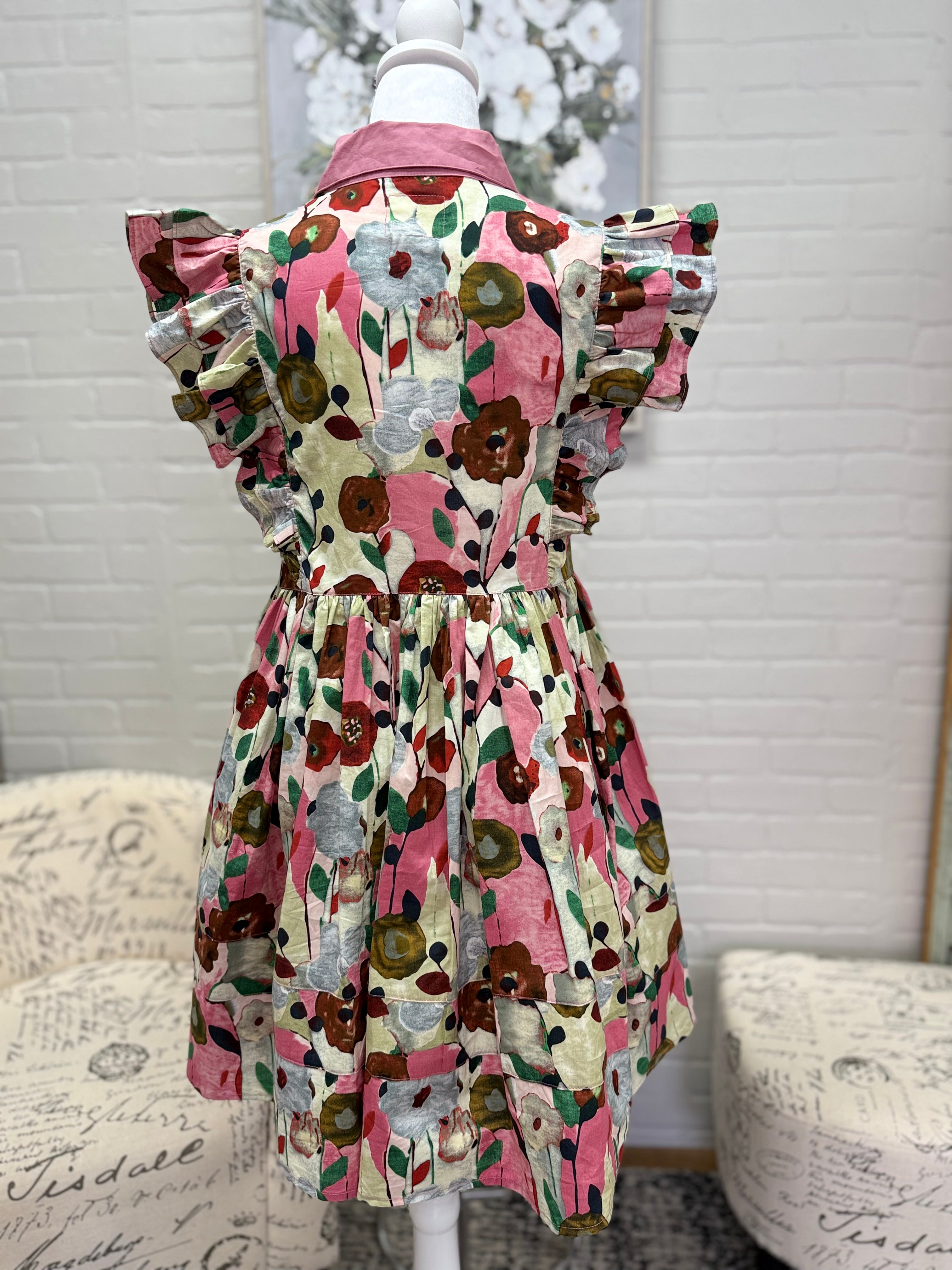 Floral Flutter Sleeve Dress