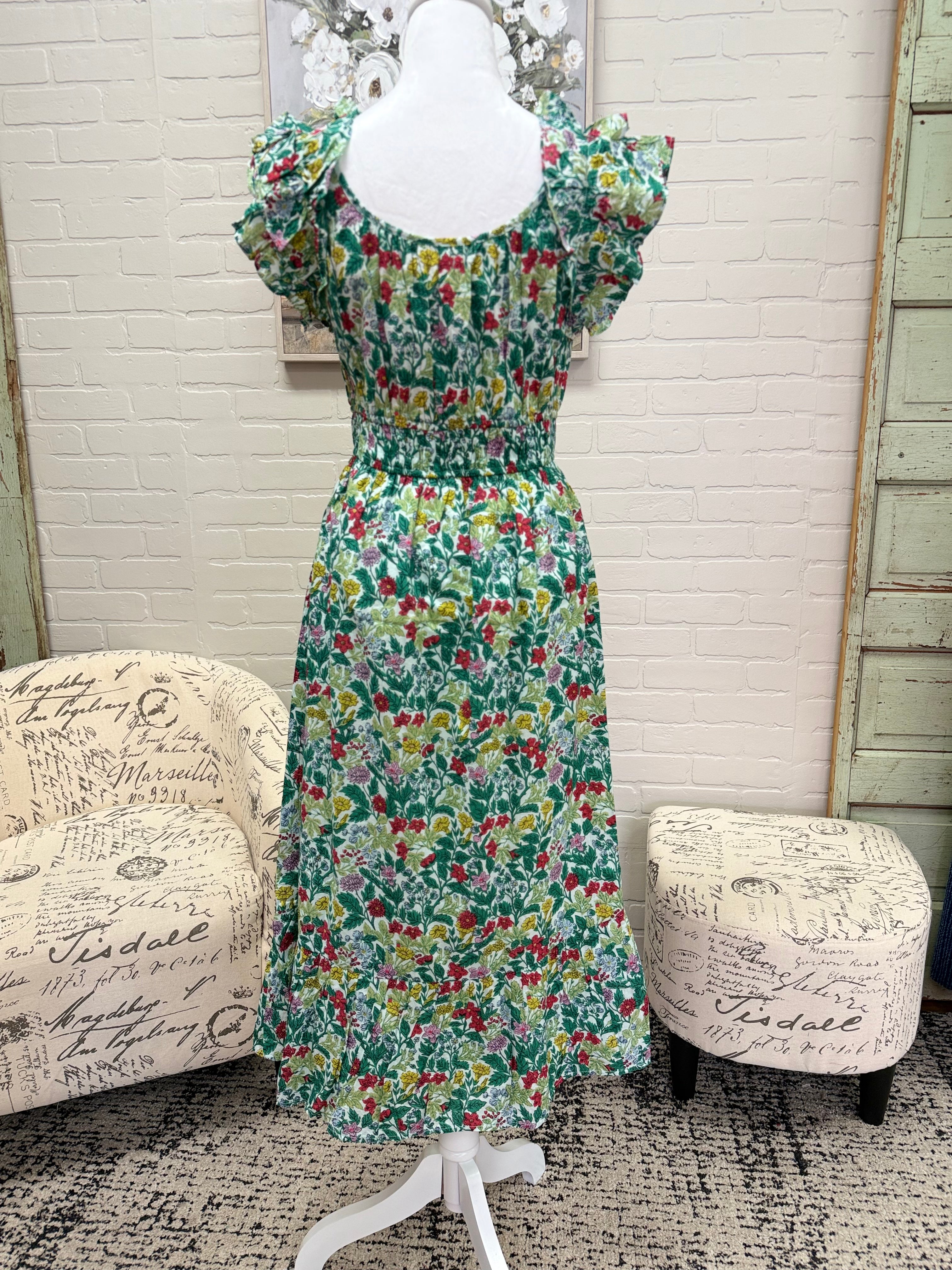 Green Garden Midi Dress