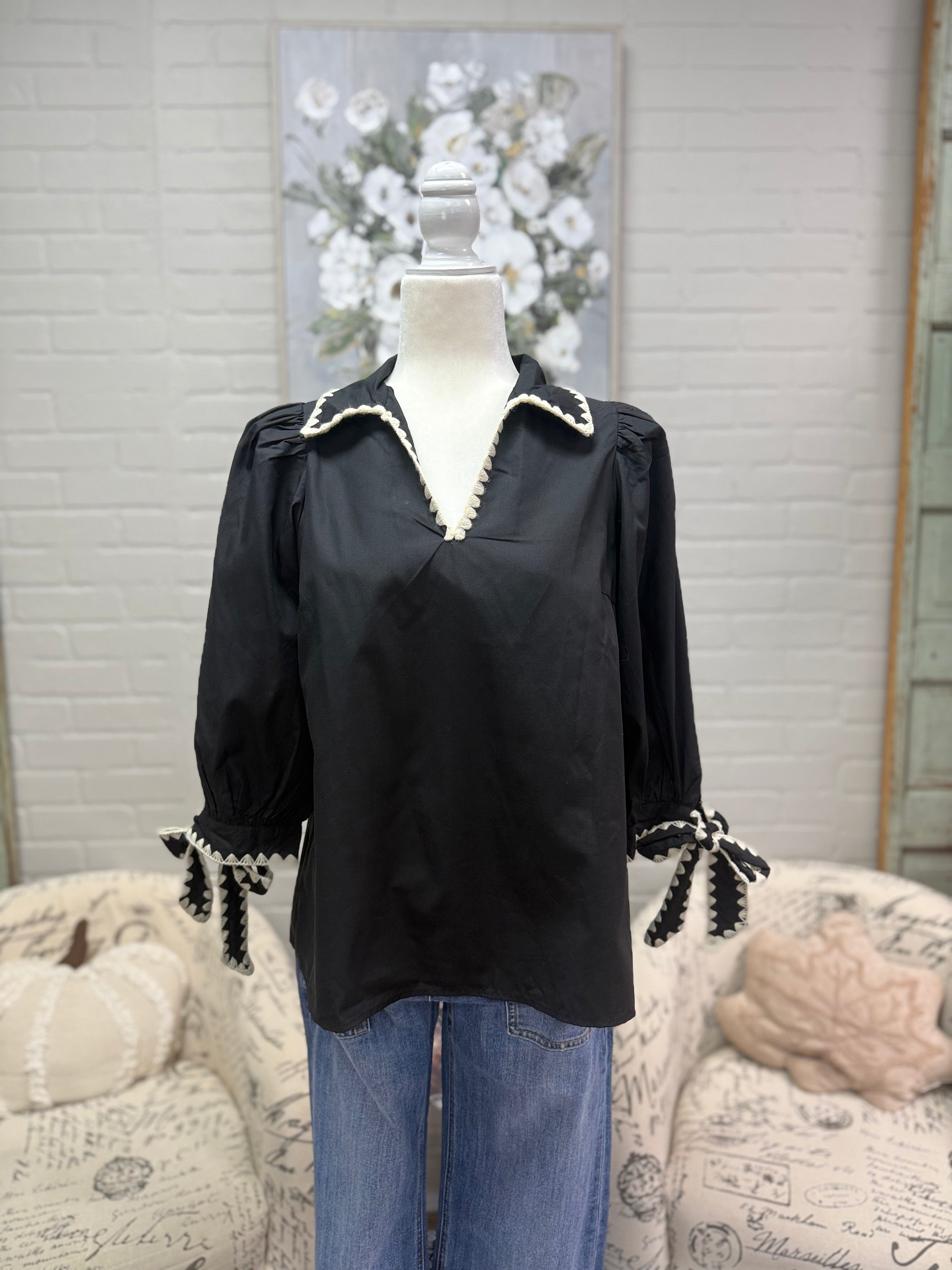 Black Tie Sleeve Top