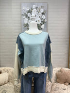 Denim Colorblock Sweatshirt