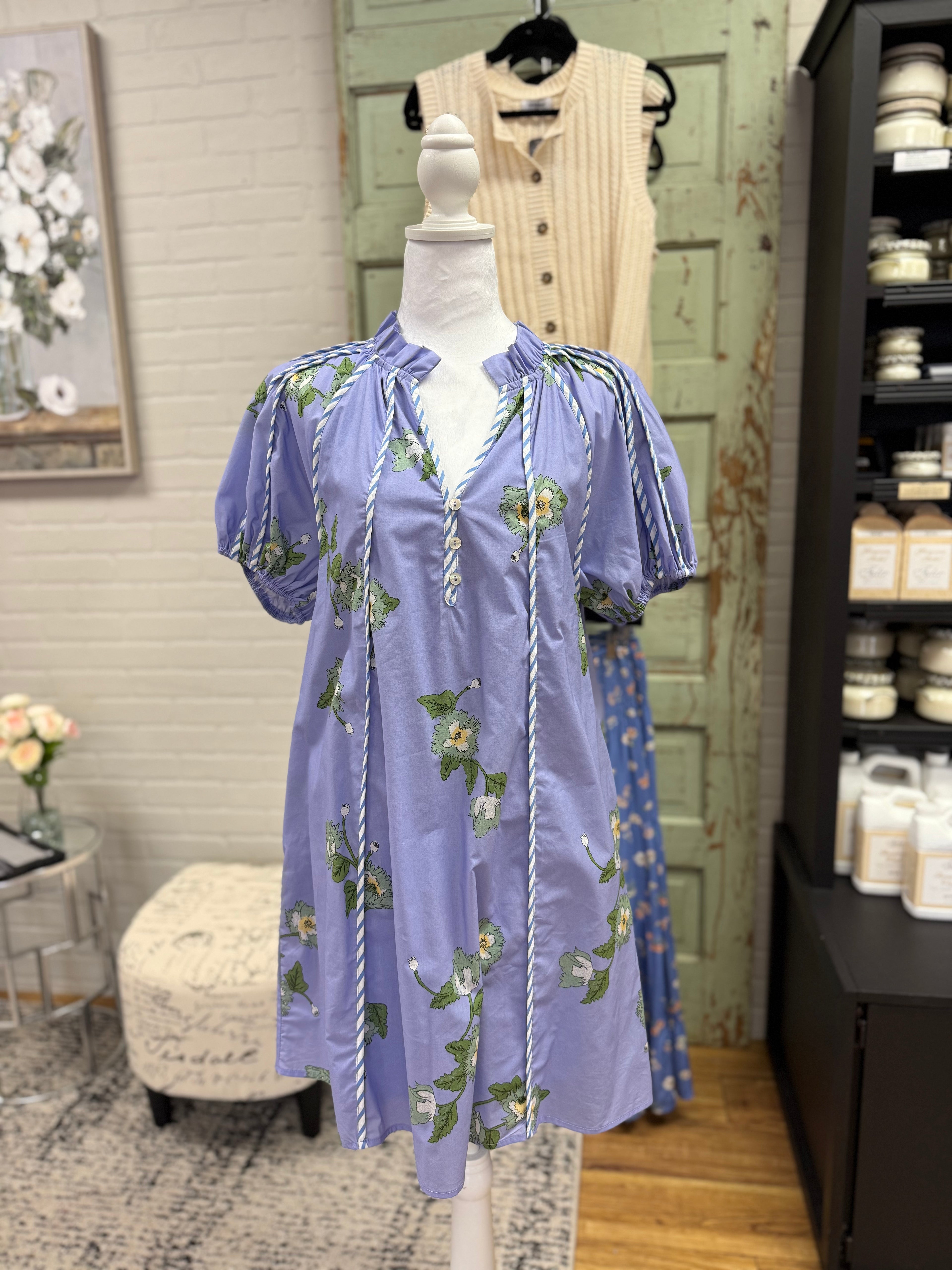 Blue Violet Floral Dress