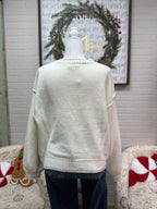 Cream Sweater w/ Blue Stitching