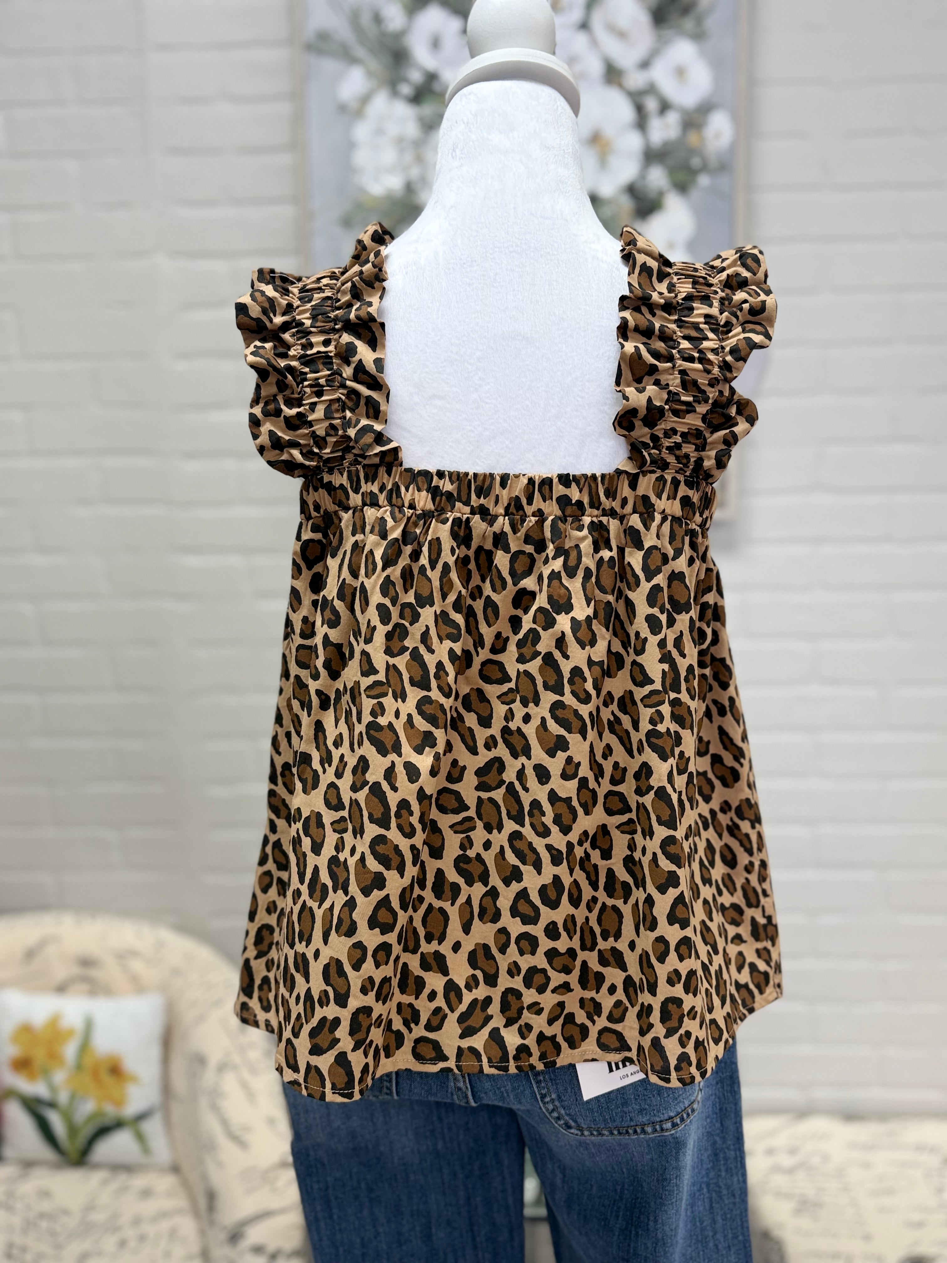 Ruffle Strap Animal Print Top