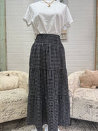 Black Plaid Midi Skirt