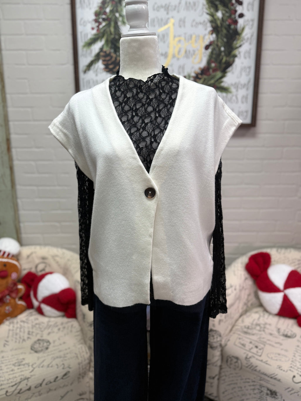 Cream Oversized  Sweater Vest