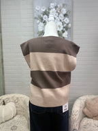 Mocha Stripe Sleeveless Sweater