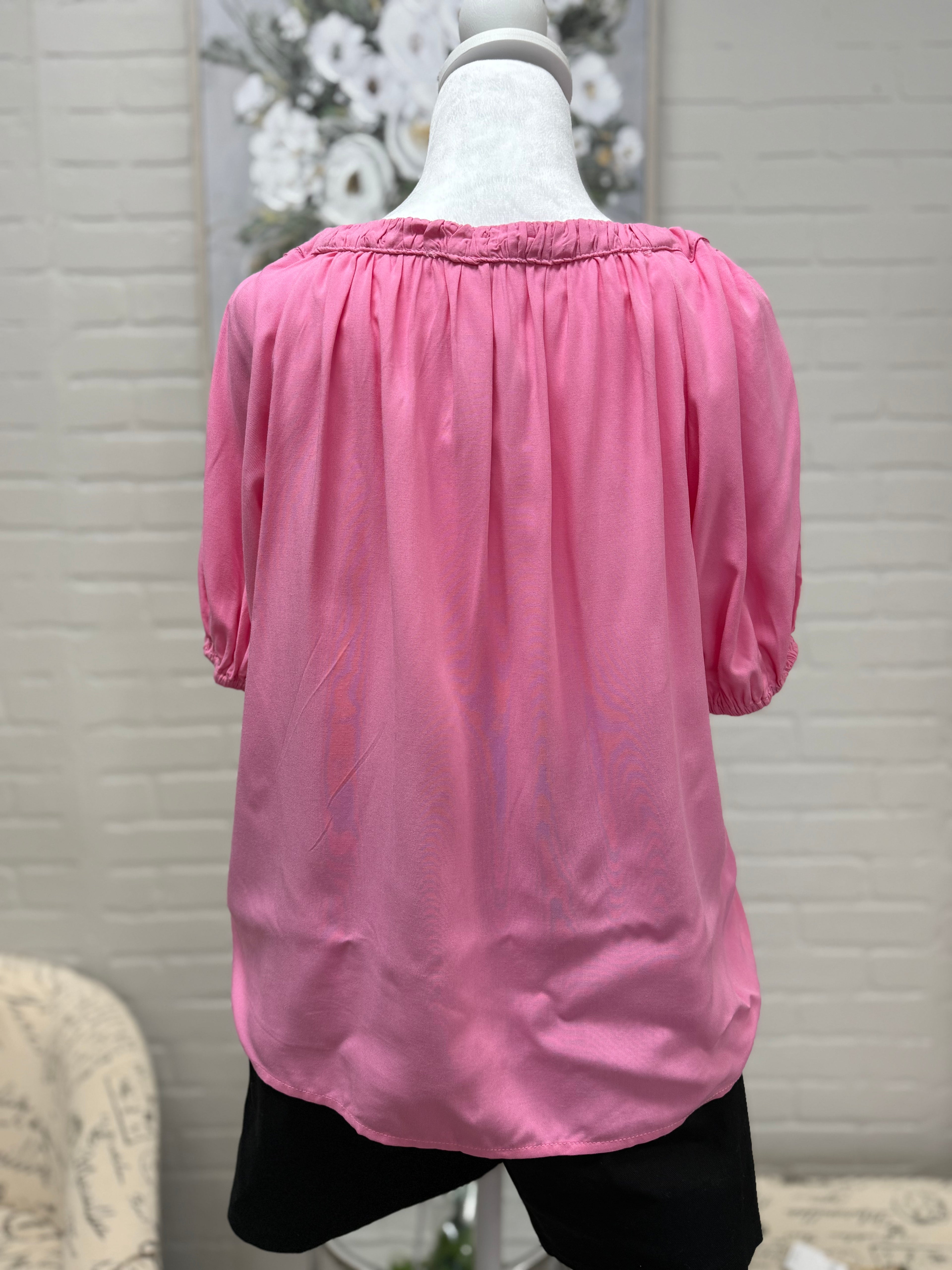 Pink Tie Front Blouse