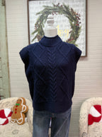 Navy Cable Sleeveless Sweater