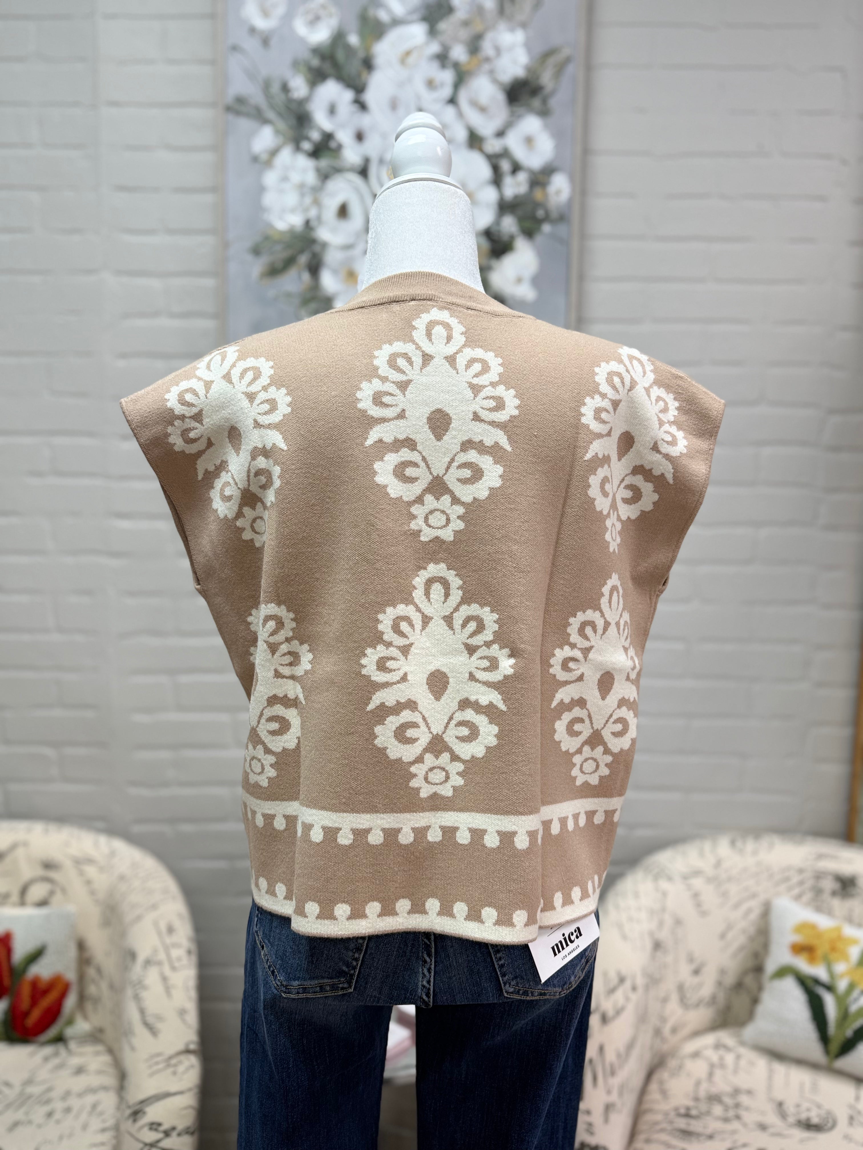 Taupe Damask Sweater