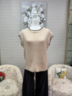 Oatmeal & Black Textured Sweater