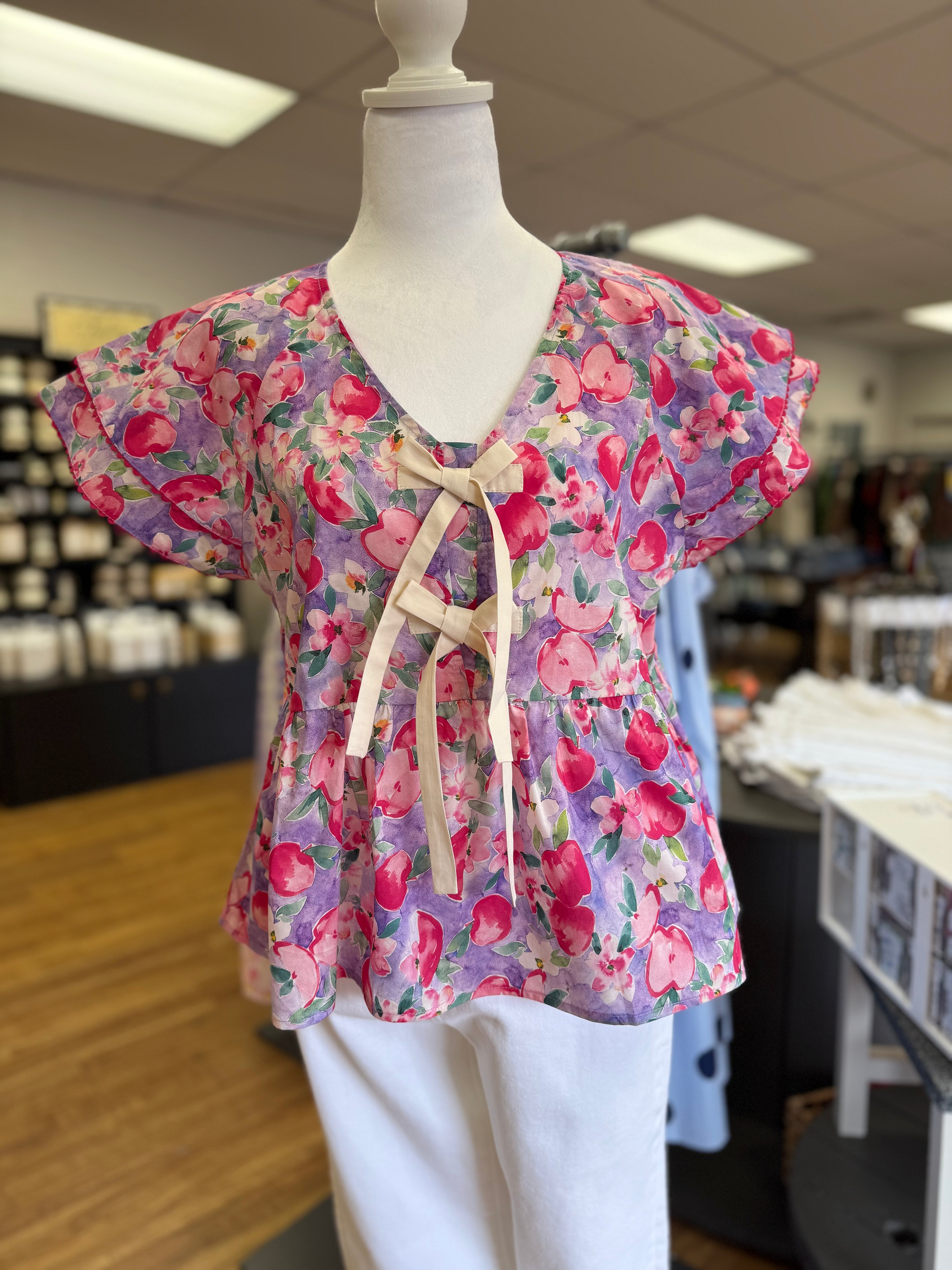 Lavender Apple Floral Top