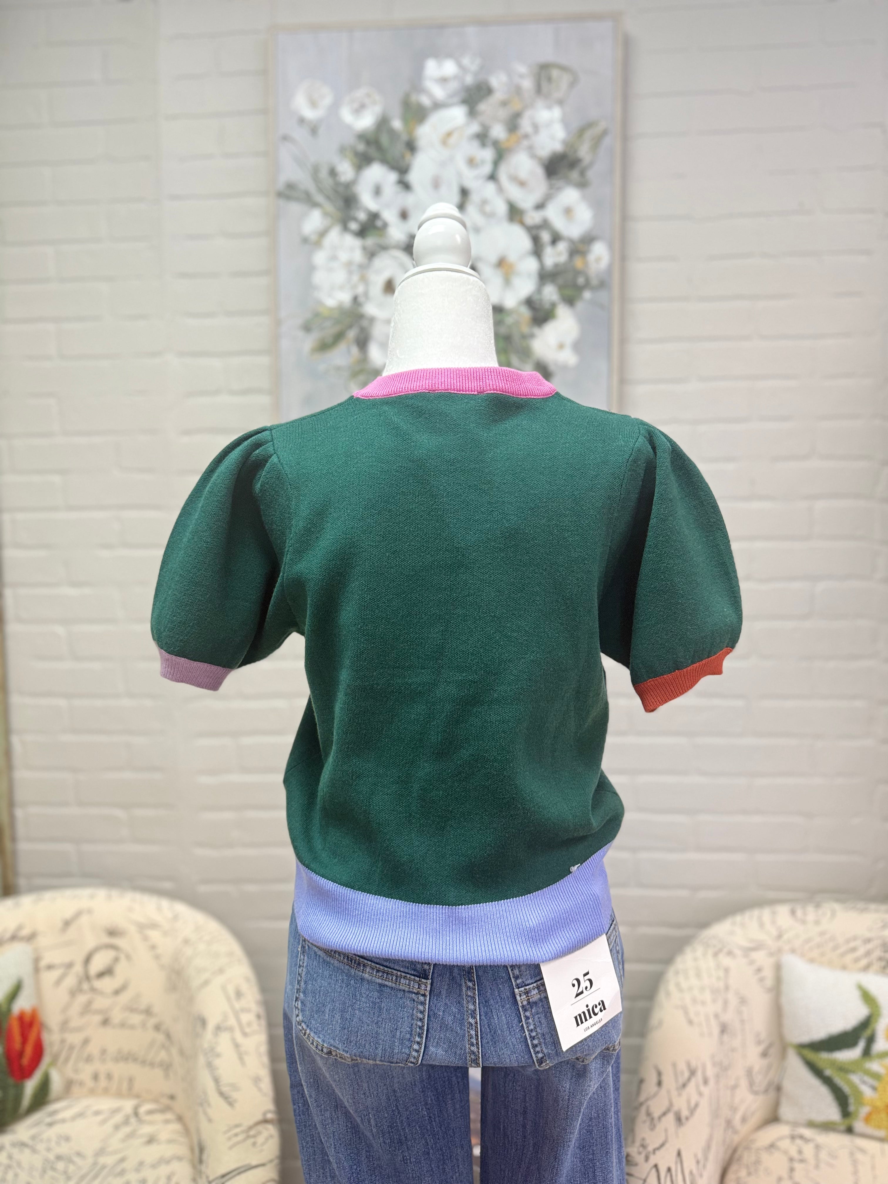 Green Colorblock Sweater