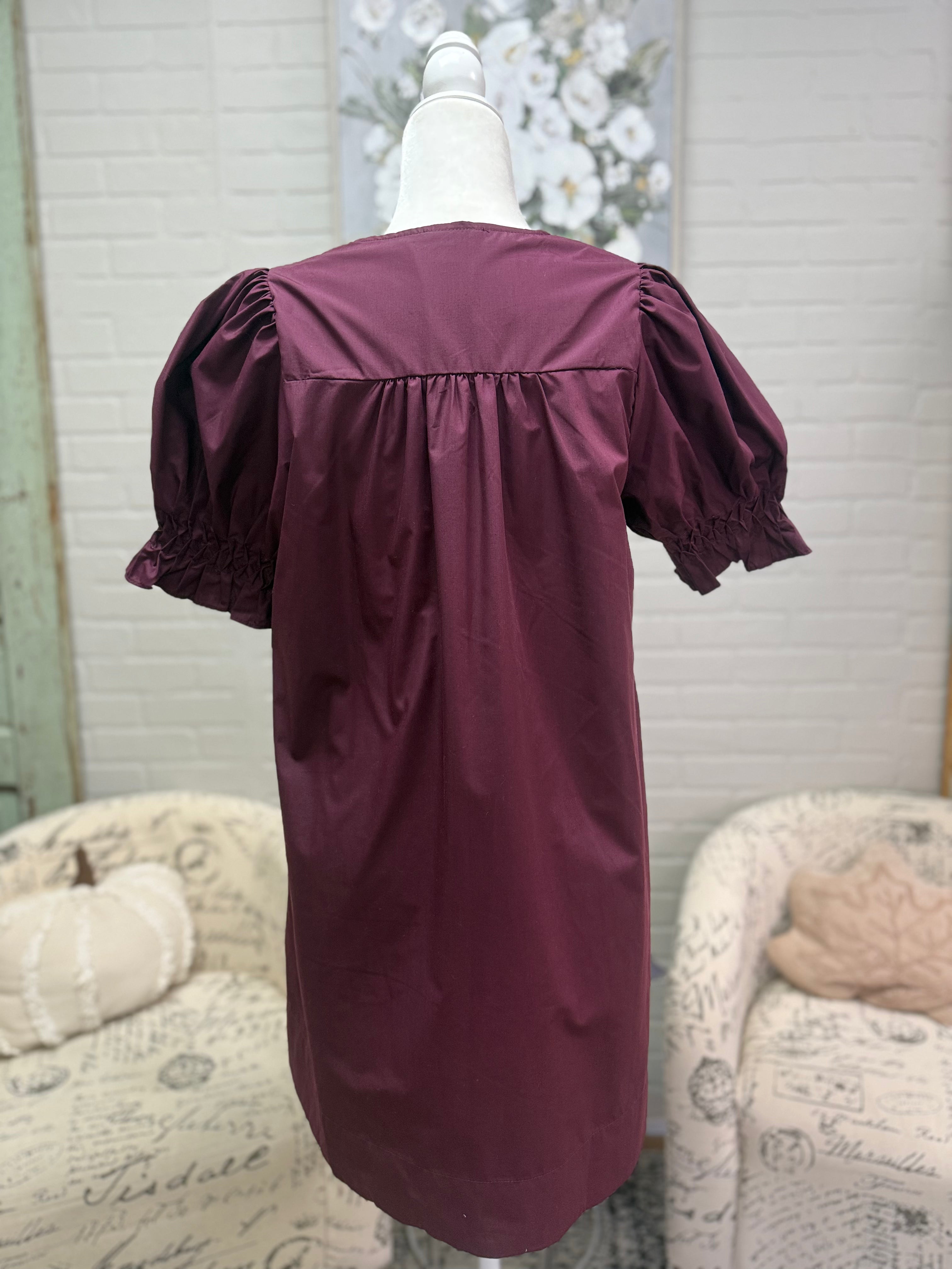 Merlot Smocked Dress