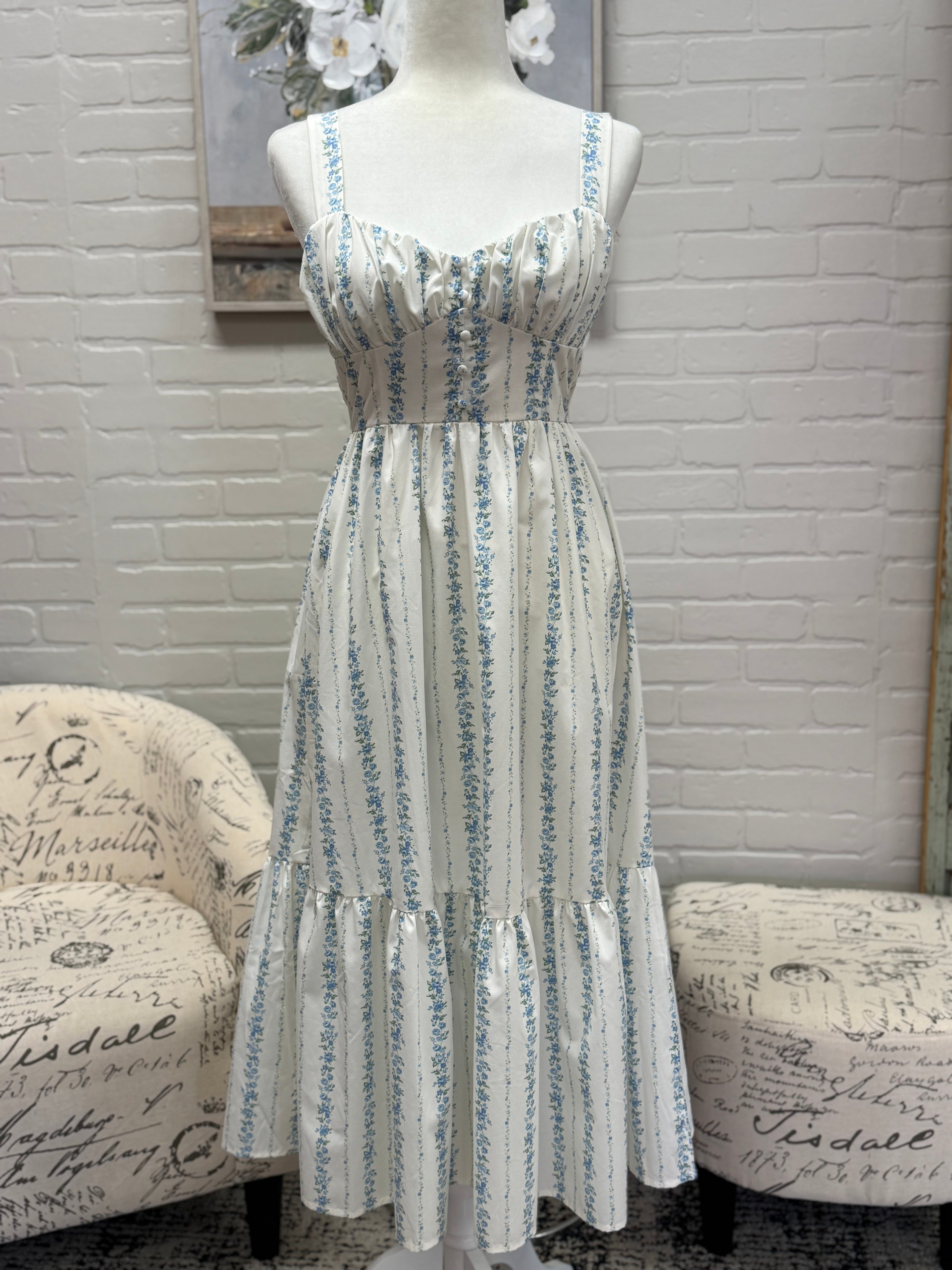 Floral Stripe Maxi Dress