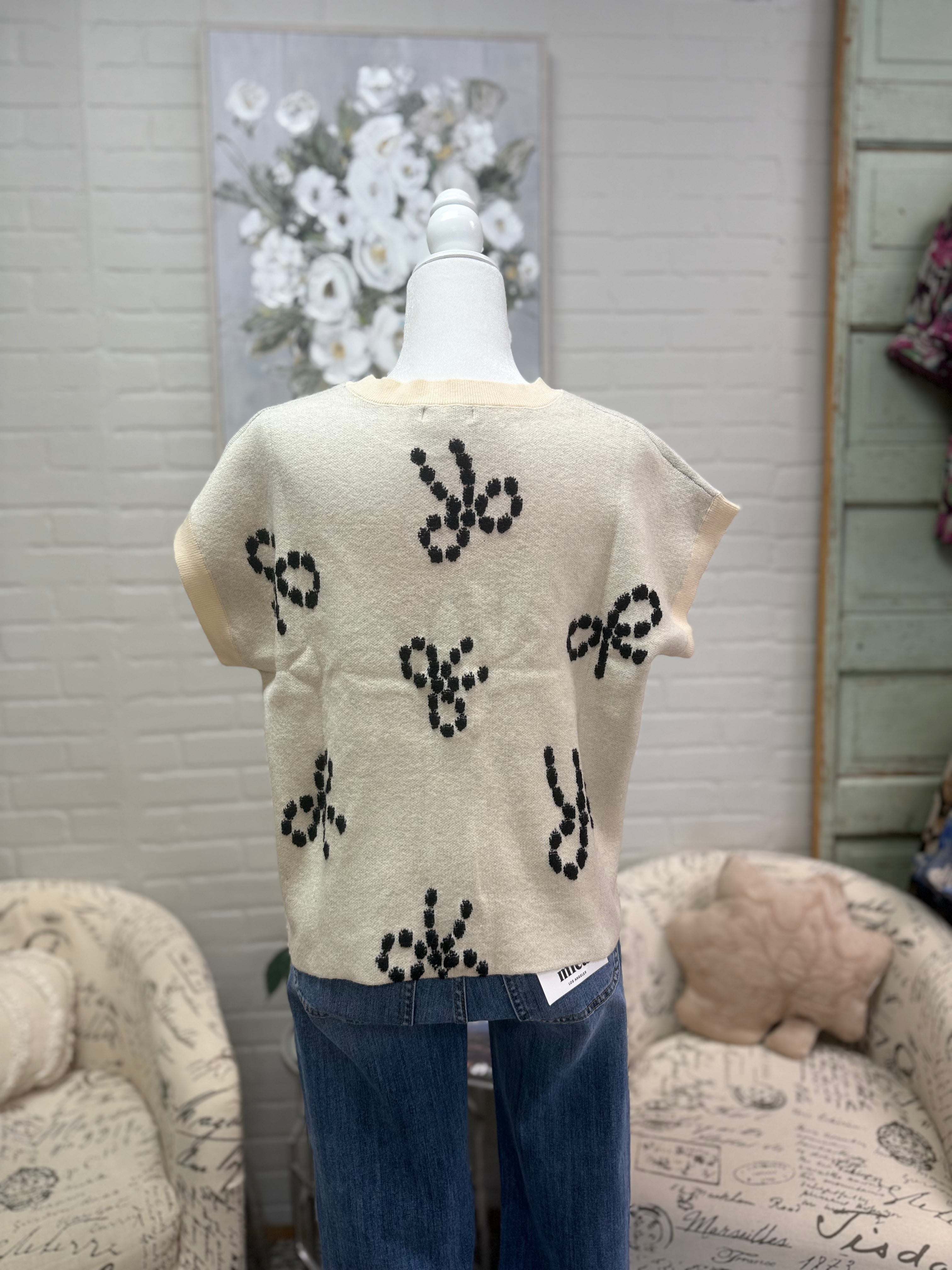 Ivory Bow Sleeveless Sweater