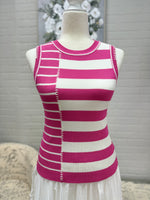Pink Asymmetrical Knit Tank