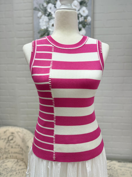 Pink Asymmetrical Knit Tank