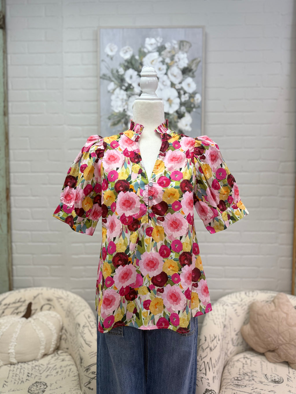 Wine Floral Top