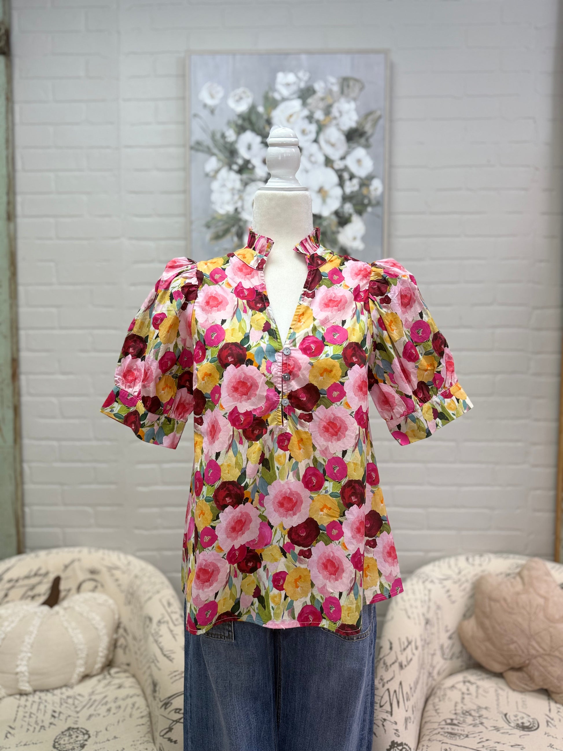 Wine Floral Top