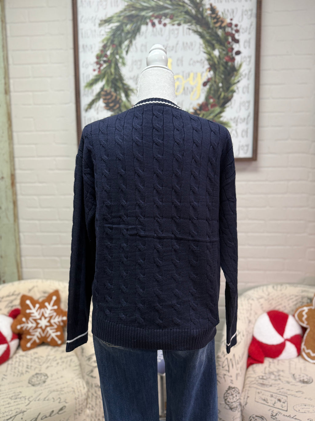 Navy Cable Knit Sweater
