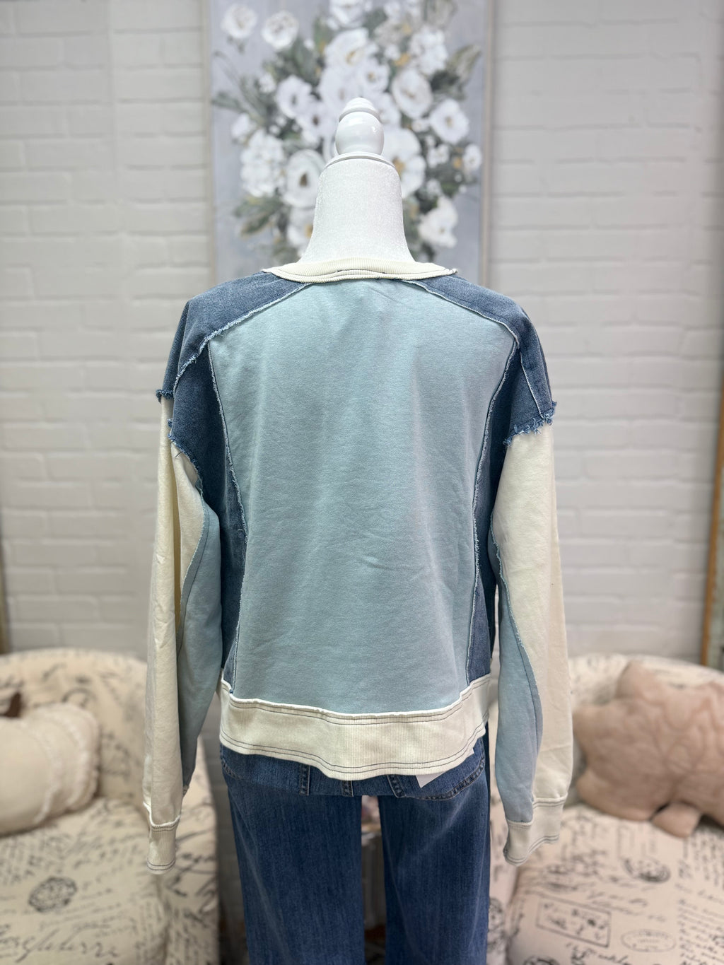 Denim Colorblock Sweatshirt