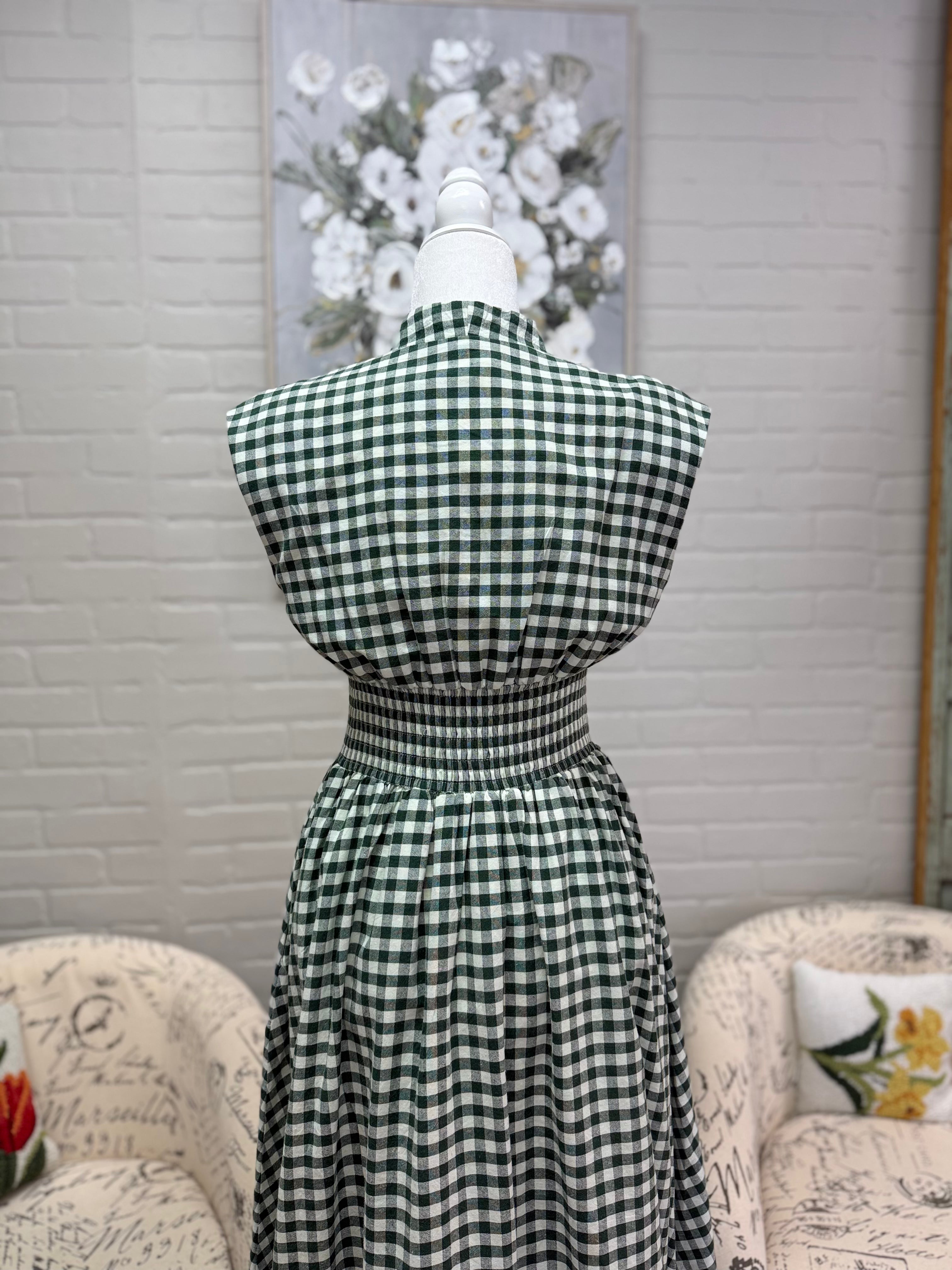 Forest Gingham Midi Dress